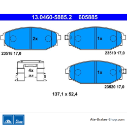 ATE originele remblokken (13046058852) voor Hyundai, Mitsubishi