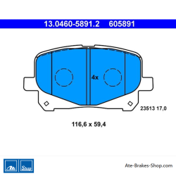 ATE plaquettes de frein d’origine (13046058912) pour Toyota