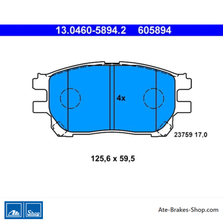 ATE original brake pads (13046058942) for Toyota
