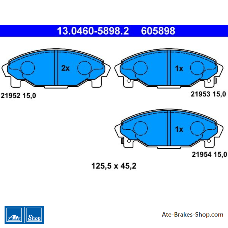 ATE originale Bremsbeläge (13046058982) für Daihatsu