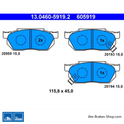 ATE originale Bremsbeläge (13046059192) für Honda