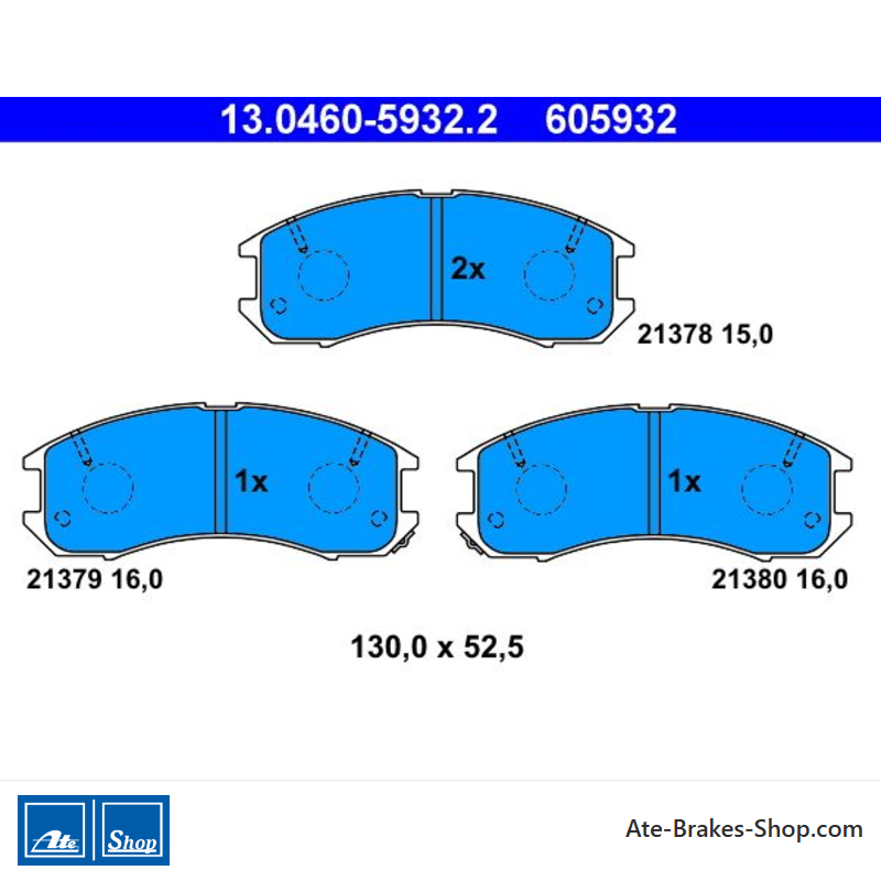 ATE originalen Bremsbelägen (13046059322) für Ford, Mazda