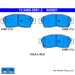 ATE original brake pads (13046059512) for Toyota