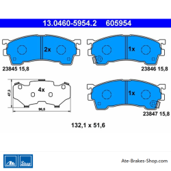 ATE originele remblokken (13046059542) voor Ford, Mazda