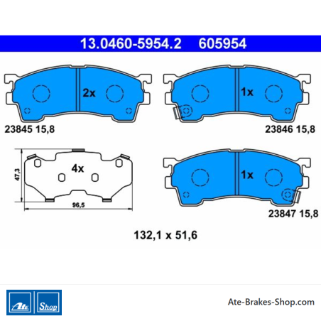 ATE original brake pads (13046059542) for Ford, Mazda