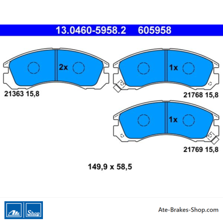 ATE original brake pads (13046059582) for Citroën, Mitsubishi, Peugeot