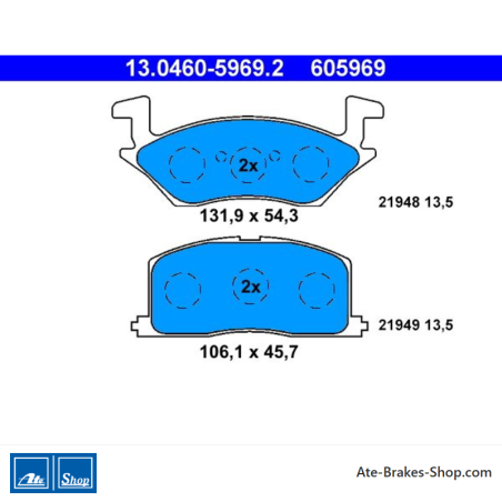 ATE pastillas de freno originales (13046059692) para Toyota