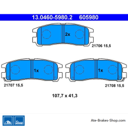 ATE original brake pads (13046059802) for Chrysler, Mitsubishi