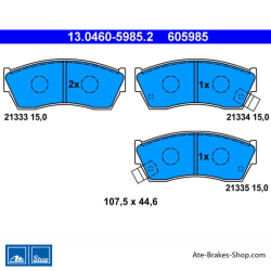 ATE plaquettes de frein d’origine (13046059852) pour Subaru, Suzuki