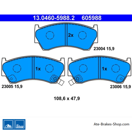 ATE original brake pads (13046059882) for Nissan