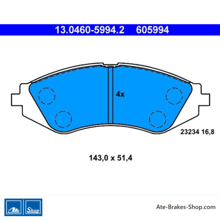 ATE originele remblokken (13046059942) voor Chevrolet, Daewoo