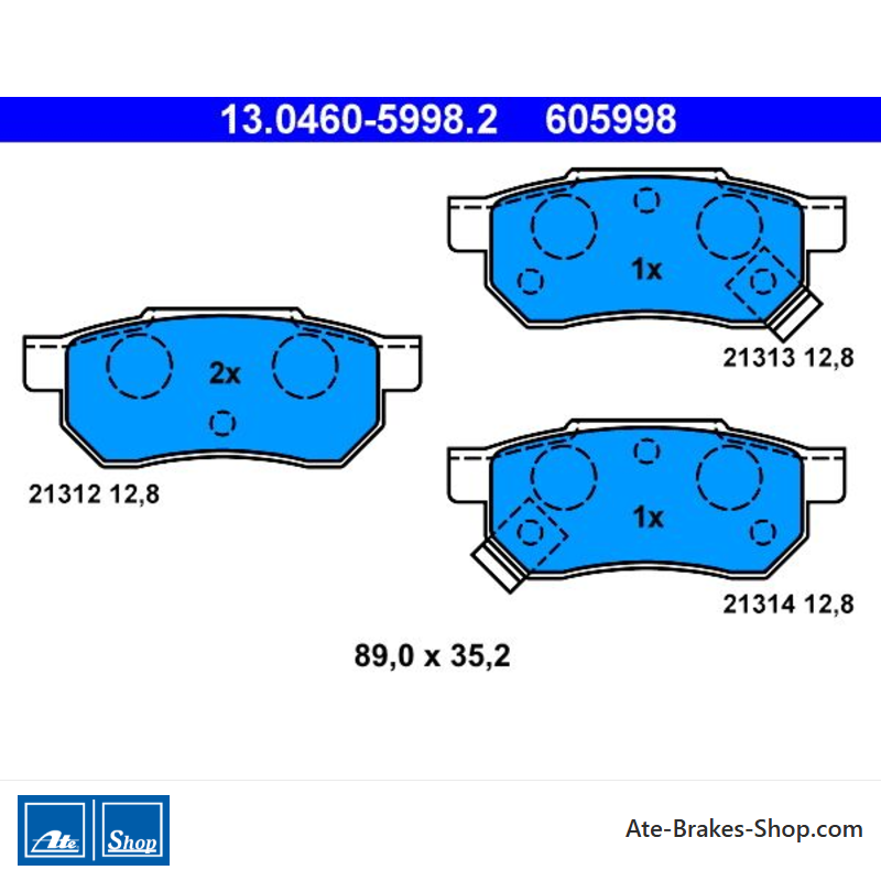 ATE plaquettes de frein d’origine (13046059982) pour Honda, MG, Rover