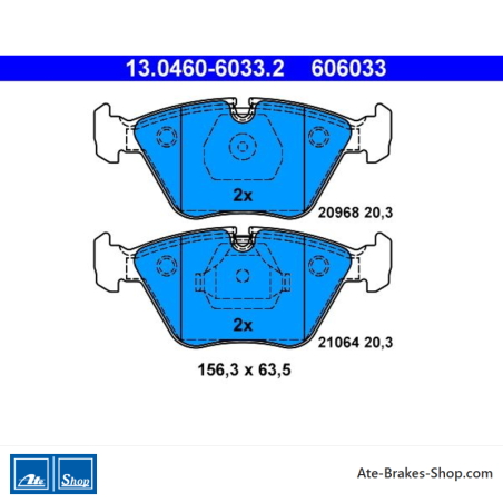 ATE plaquettes de frein d’origine (13046060332) pour BMW