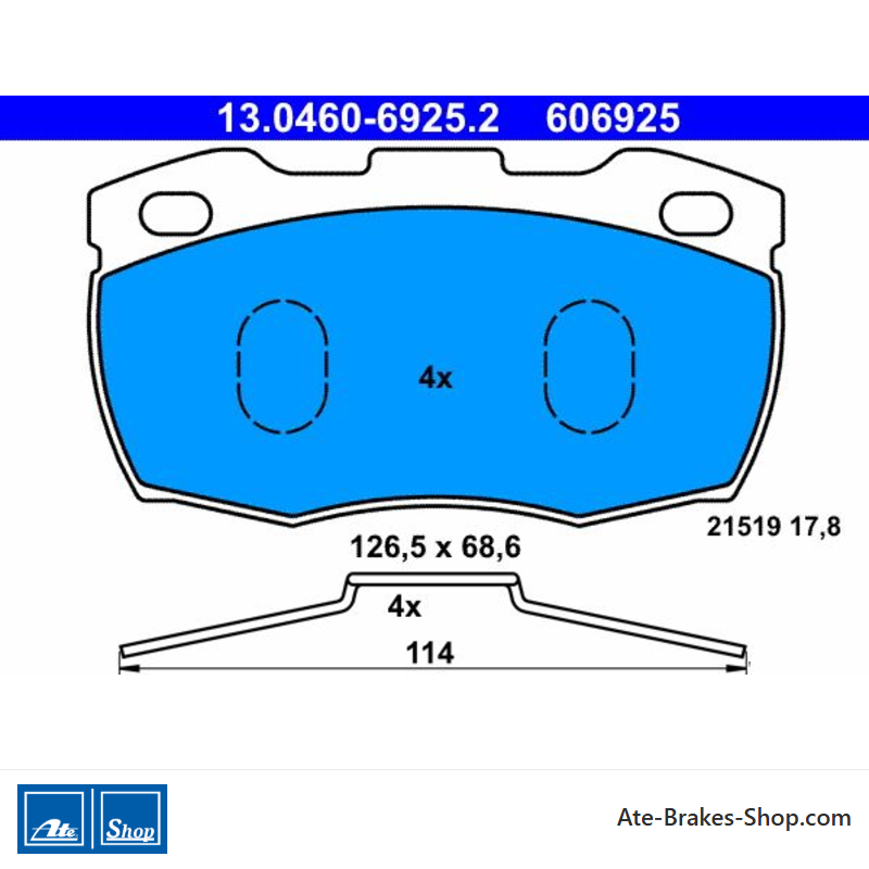 ATE original brake pads (13046069252) for Land Rover