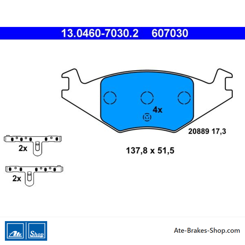 ATE originele remblokken (13046070302) voor Seat, Volkswagen (VW)