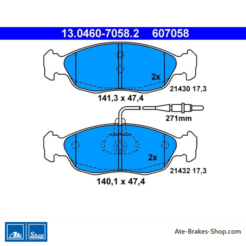 ATE originele remblokken (13046070582) voor Peugeot