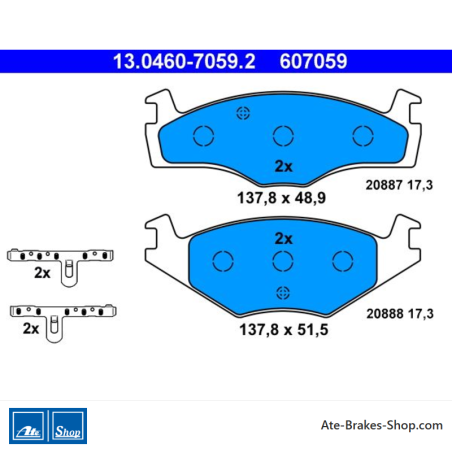 ATE originale Bremsbeläge (13046070592) für Seat, Volkswagen (VW)