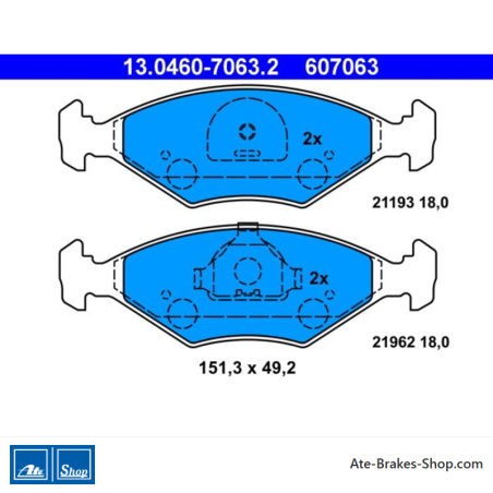 ATE originele remblokken (13046070632) voor Fiat