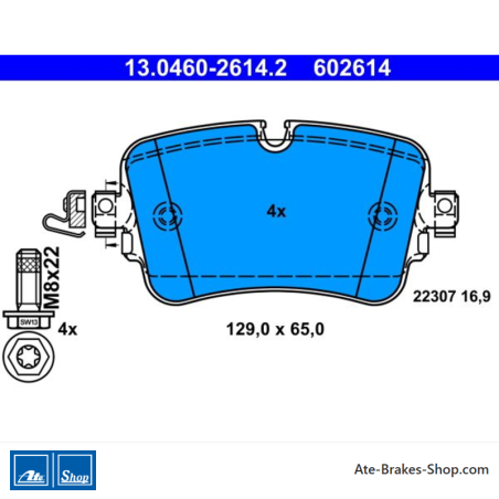 ATE original brake pads (13046026142) for Audi, Volkswagen (VW)