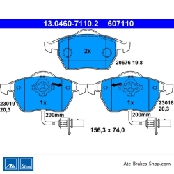 ATE originele remblokken (13046071102) voor Audi, Seat, Skoda, Volkswagen (VW)
