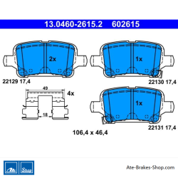 ATE originale Bremsbeläge (13046026152) für Opel