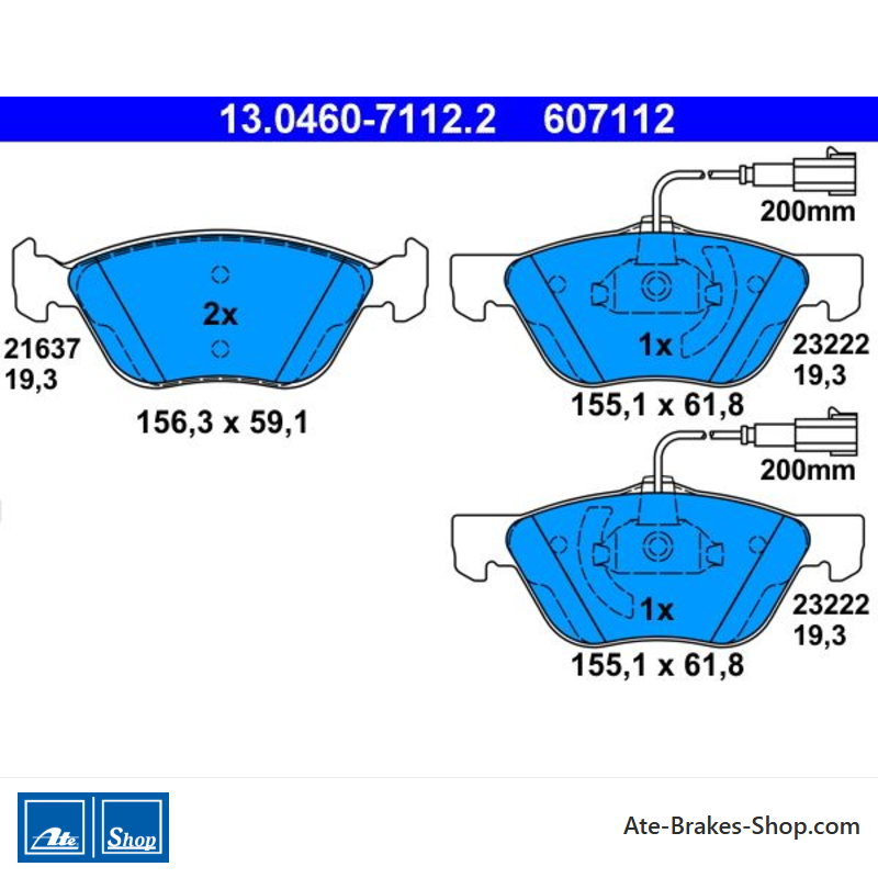 ATE original brake pads (13046071122) for Alfa Romeo