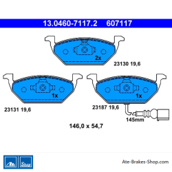 ATE plaquettes de frein d’origine (13046071172) pour Audi, Seat, Skoda, Volkswagen (VW)