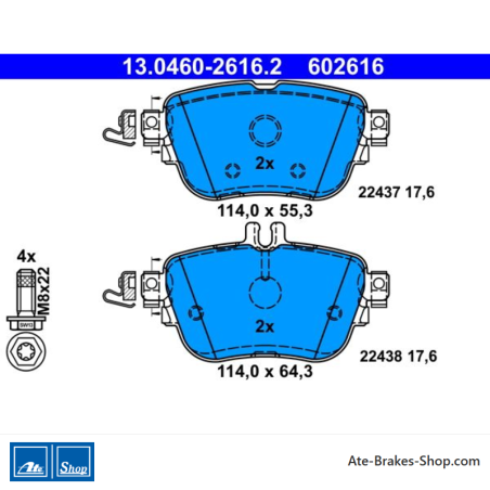 ATE plaquettes de frein d’origine (13046026162) pour Mercedes-Benz