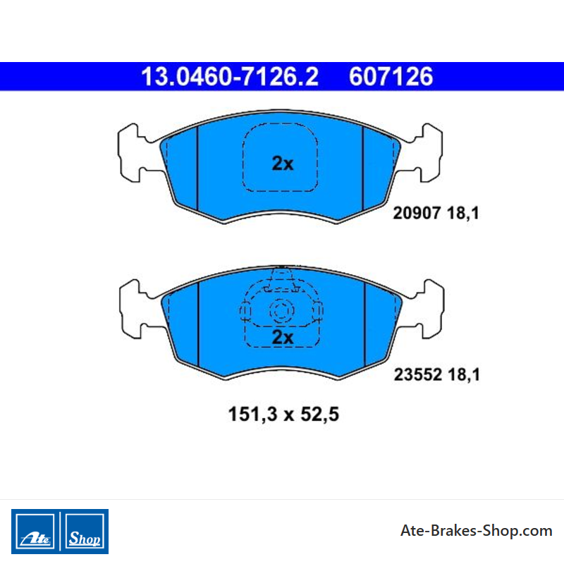 ATE originale Bremsbeläge (13046071262) für Fiat