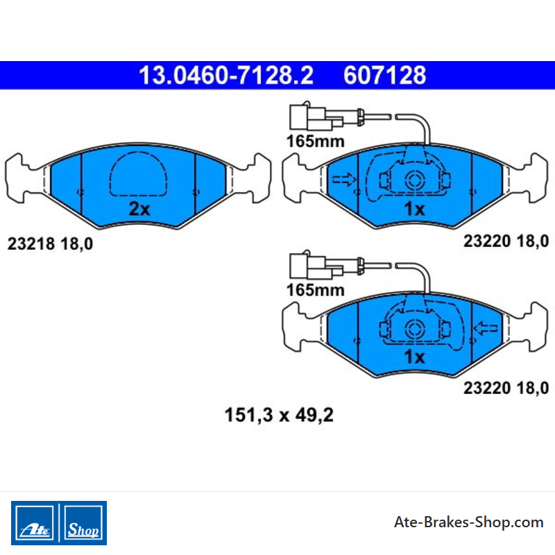 ATE original brake pads (13046071282) for Fiat