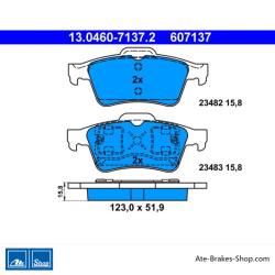 ATE plaquettes de frein d’origine (13046071372) pour Ford, Nissan, Renault