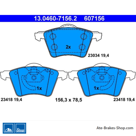 ATE original brake pads (13046071562) for Ford