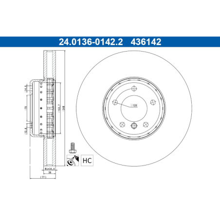 2 Pieces ATE Brake Disc (2401360142202) for BMW