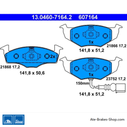 ATE originele remblokken (13046071642) voor Skoda, Volkswagen (VW)