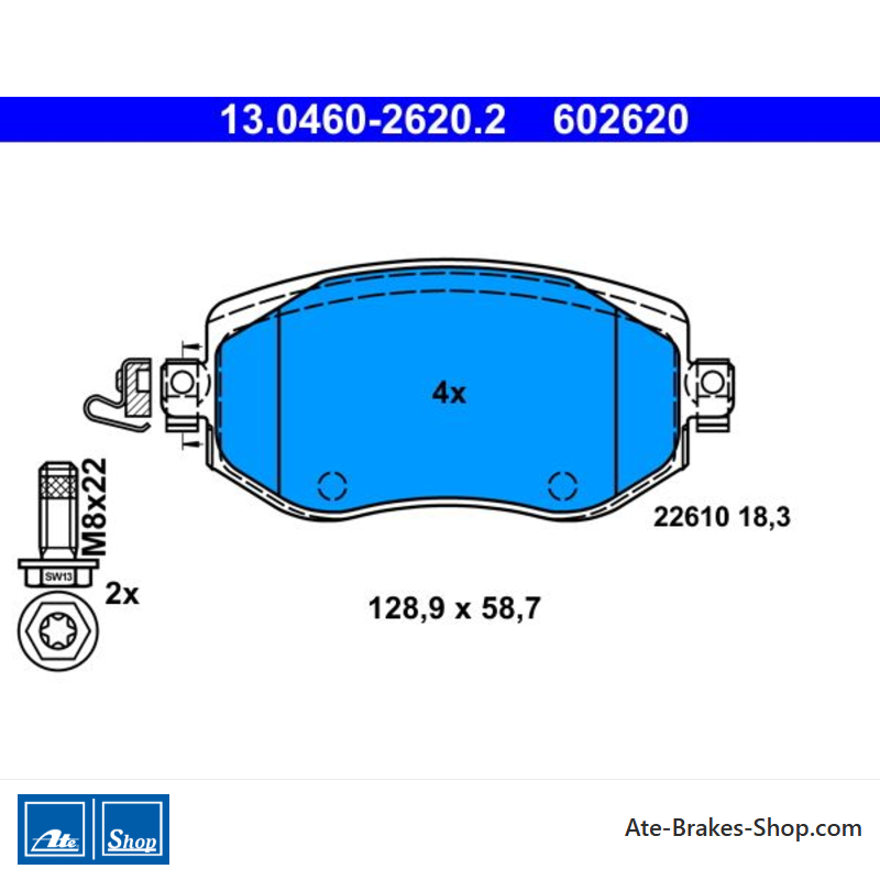 ATE originale Bremsbeläge (13046026202) für Renault