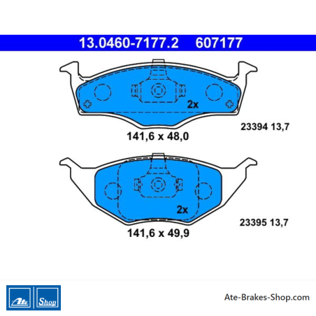 ATE plaquettes de frein d’origine (13046071772) pour Volkswagen (VW)