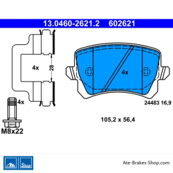 ATE original brake pads (13046026212) for Skoda, Volkswagen (VW)