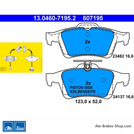 ATE pastillas de freno originales (13046071952) para Ford, Mazda, Opel, Saab, Volvo