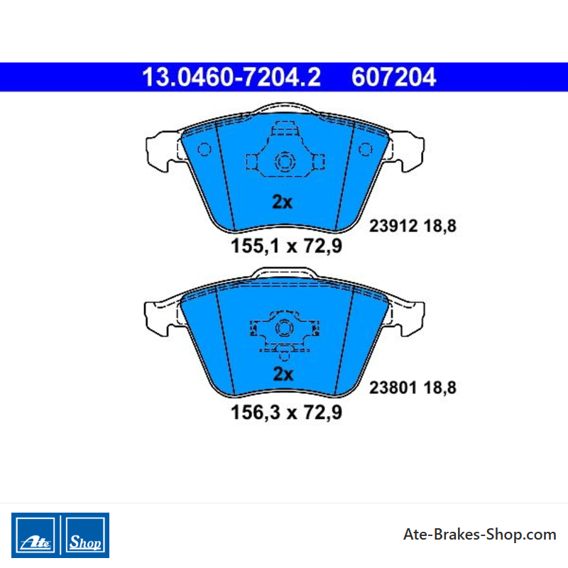 ATE originele remblokken (13046072042) voor Ford, Mazda, Opel, Saab, Volvo