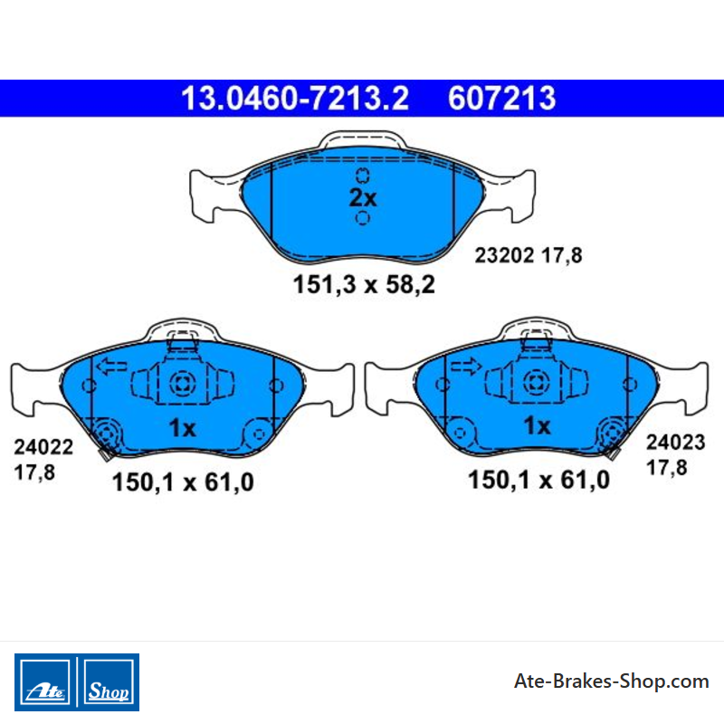 ATE originele remblokken (13046072132) voor Daihatsu, Toyota