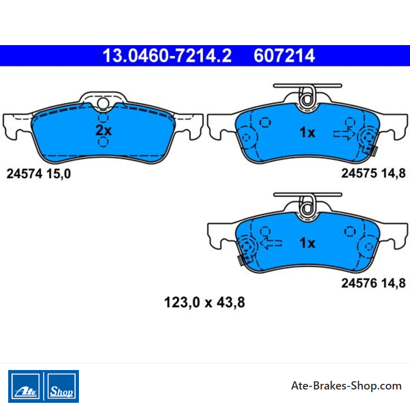 ATE original brake pads (13046072142) for Daihatsu, Toyota