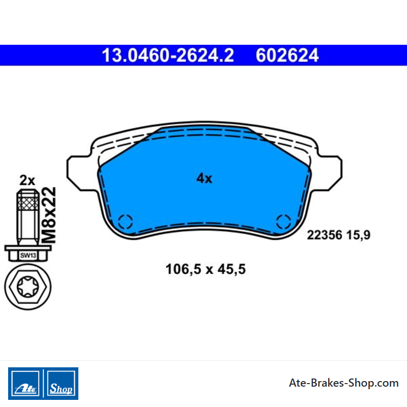 ATE originalen Bremsbeläge (13046026242) für Renault