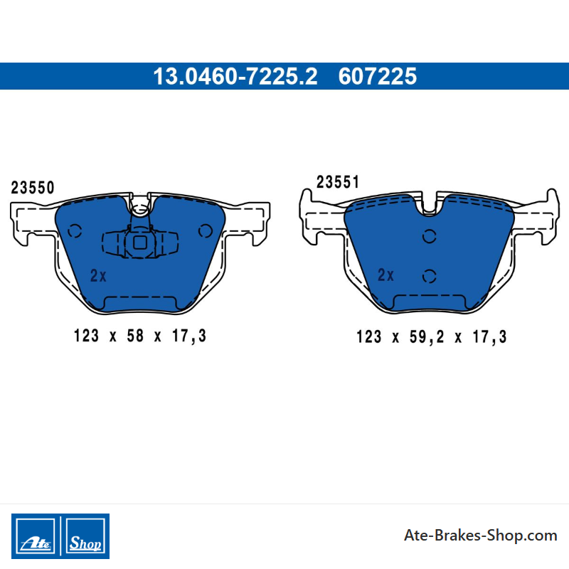 ATE original brake pads (13046072252) for BMW