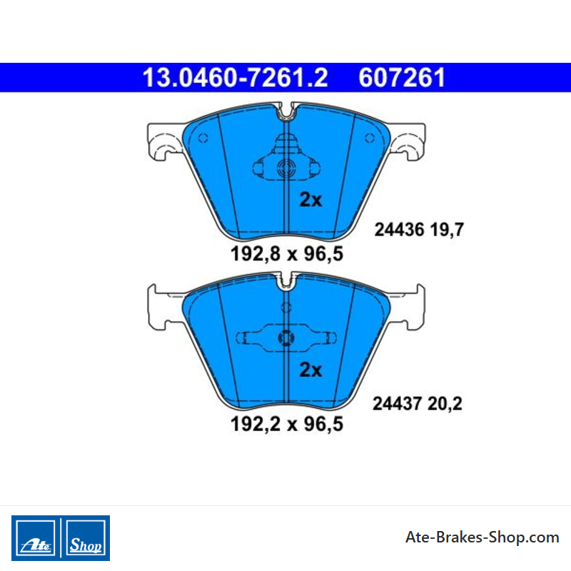 ATE plaquettes de frein d’origine (13046072612) pour BMW