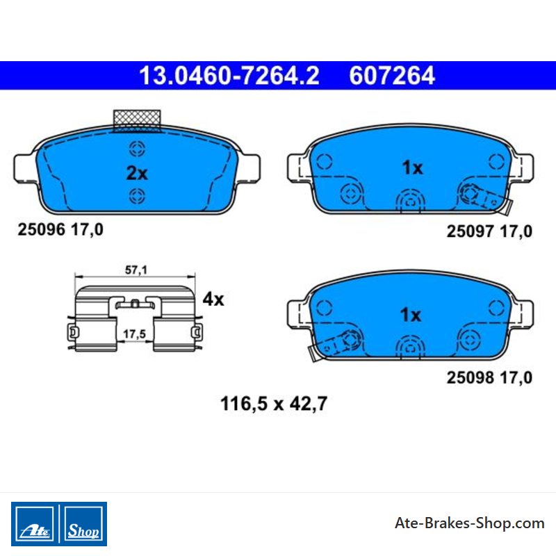 ATE plaquettes de frein d’origine (13046072642) pour Chevrolet, Opel, Vauxhall