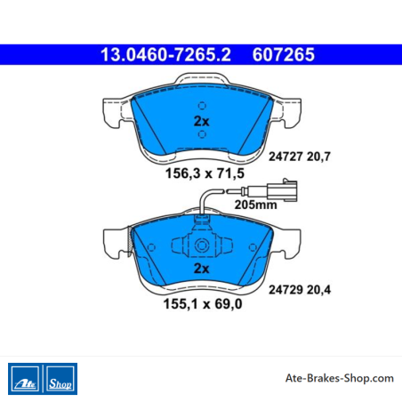 ATE originele remblokken (13046072652) voor Fiat, Lancia, Opel