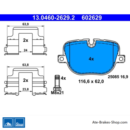 ATE originele remblokken (13046026292) voor Land Rover