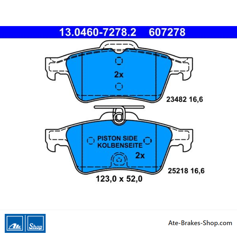 ATE original brake pads (13046072782) for Peugeot