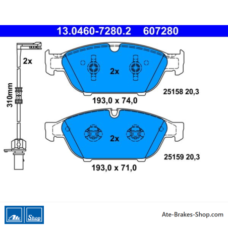 ATE original brake pads (13046072802) for Audi