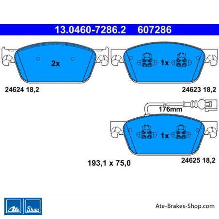 ATE plaquettes de frein d’origine (13046072862) pour Volkswagen (VW)